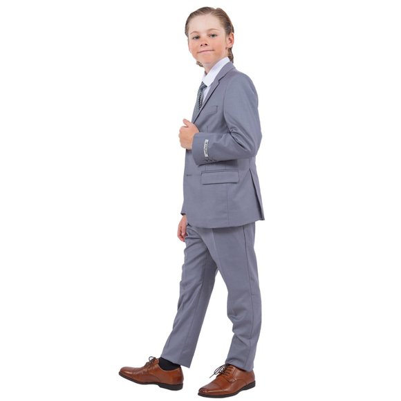 EXCLUSIVE Stacy Adams 5pc Boys Suit Slim-Fit, Mid Grey - Picture 3 of 5